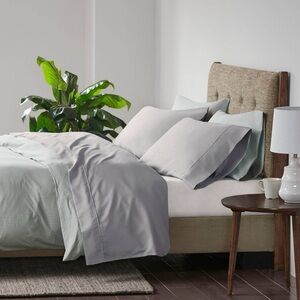 Beautyrest Gray 600 Thread Count Cooling Cotton Blend 4 Piece Sheet Set - Queen